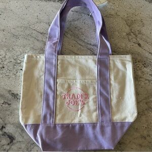 Small Trader Joe’s Lavender 2026 Spring Canvas Tote Bag